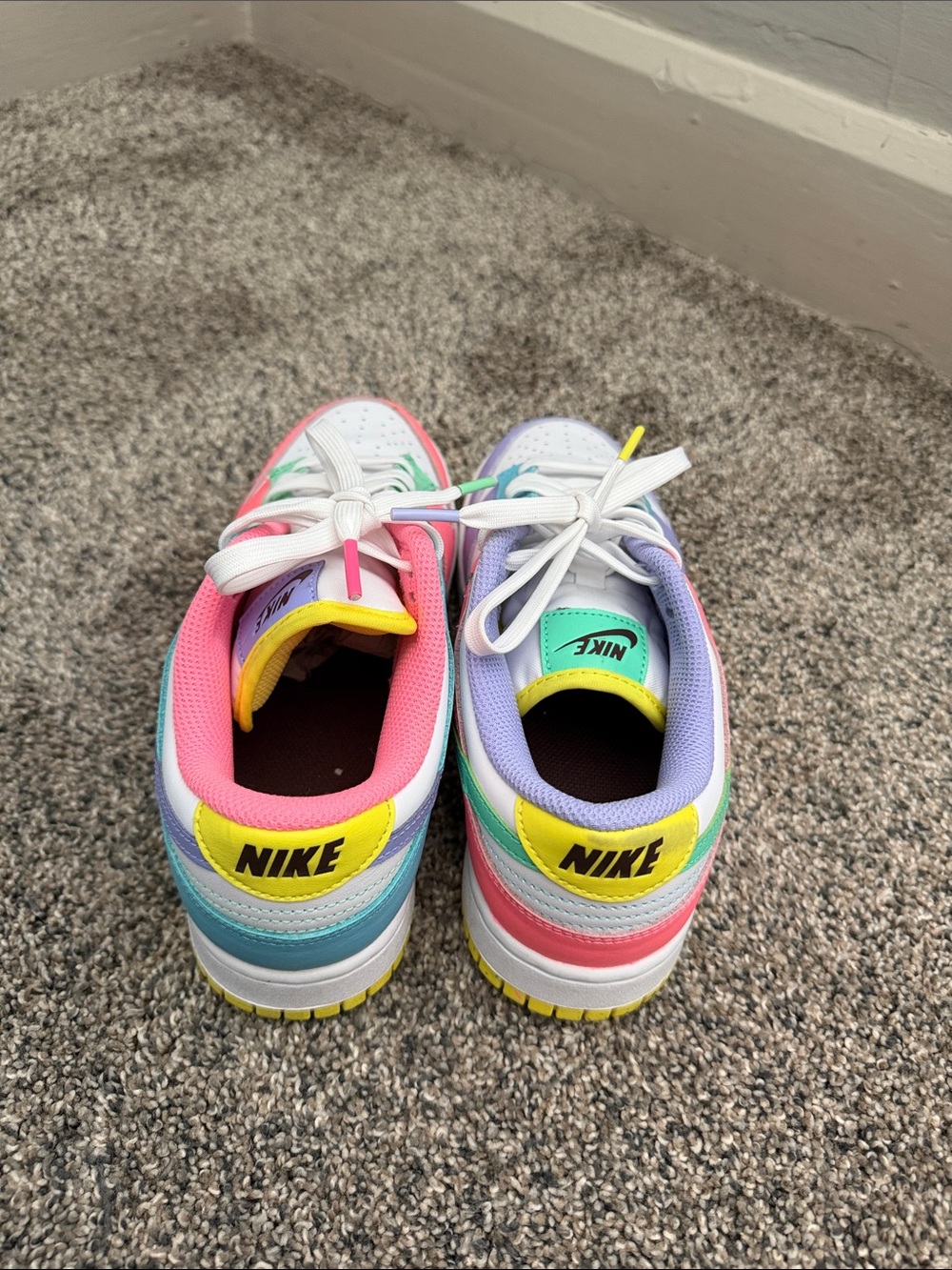 Nike Kids Low-Top Sneakers in Pastel Pink, Purple, Mint & Blue - Picture 3 of 3